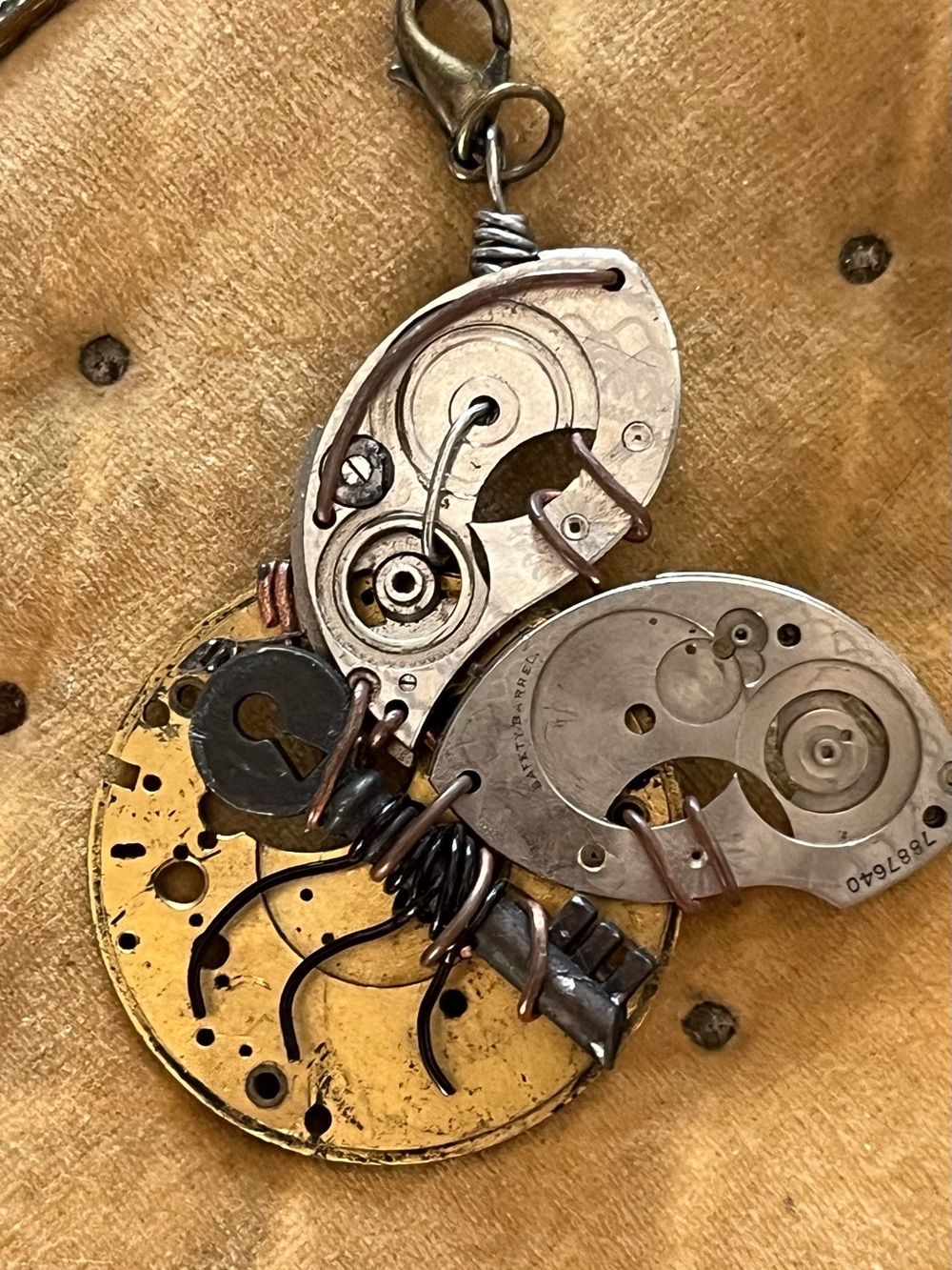 NWOT PENDANT steampunk bee bug insect Handmade with vintage watch parts
